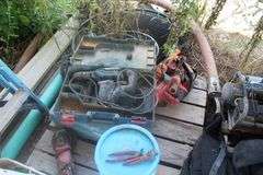 LADDER 6', DRILL PRESS, WATER PUMP