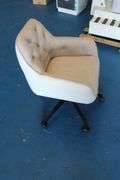 COMFY ROLLING CHAIR - IVORY SUEDE- PINTUCK CUSHION
