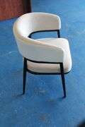 COMFY CURVED BACK CHAIR - IVORY SUEDE- LOBBY /GUEST CHAIR
