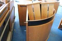 LARGE U-SHAPED WOOD COUNTER / DESK (LIBRARY DESK-DISASSEMBLED)