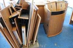 LARGE U-SHAPED WOOD COUNTER / DESK (LIBRARY DESK-DISASSEMBLED)