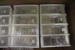 LOT OF PRE-SORTED LAMOUR NATURAL NAIL TIPS IN CONTAINERS, SET OF WHITE NAIL TIPS AND VARIOUS NAIL GL