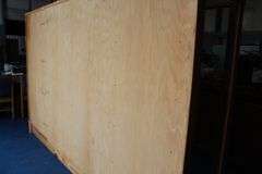 LARGE WOOD DISPLAY CABINET (GLASS SHELVES, AND HAS BRACKETS, OPEN*NO OUTER GLASS IN MIDDLE)