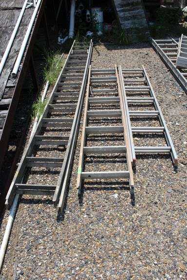 LOT OF 3 METAL LADDERS