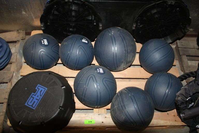 7-SLAM BALLS ASSORTED WEIGHT WITH 1-AEROBICS STEPS