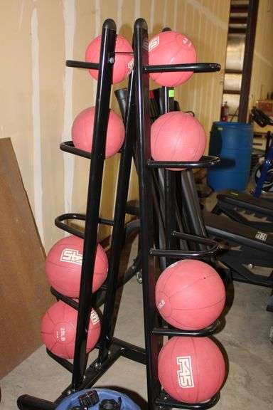 MEDICINE BALL RACK WITH (8) ASSORTED BALLS