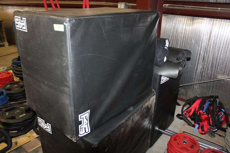 LOT OF 3-SOFT JUMP BOXES WITH ASSORTED MATS