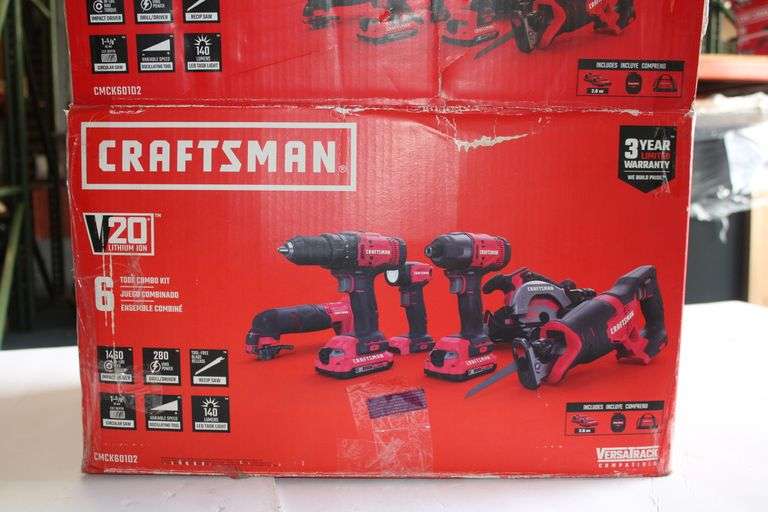 Craftsman V20 6-Tool Cordless Power Tool Combo Kit - Lawler Auction Company