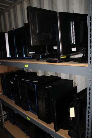 1994 Computer Flat THREE SHELVES OF DESKTOP COMPUTERS & FLAT SCREEN MONITORS - Lawler ...