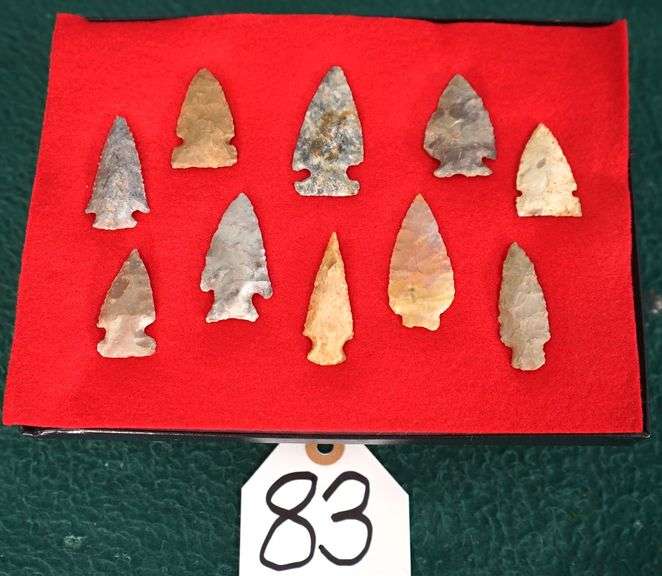 (10) High Quality Authentic G-8.5 to G-10 Archaic & Woodland Period Artifacts in New Display Case