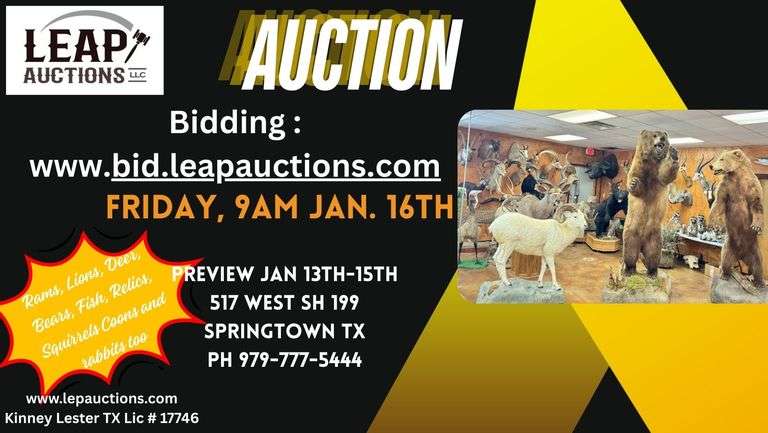 2026 New Years Superior Taxidermy Auction