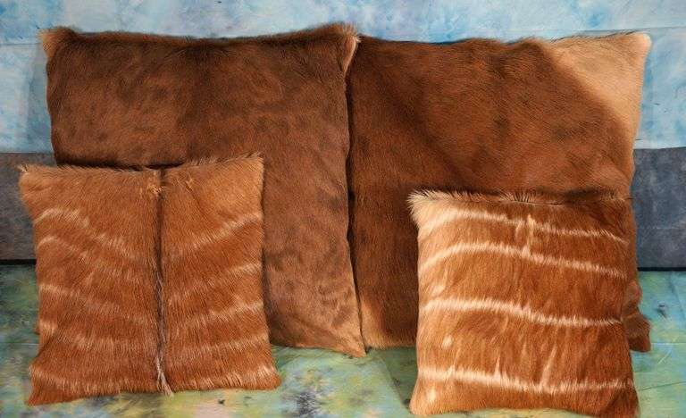 Four Beautiful African Animal Hide Pillows