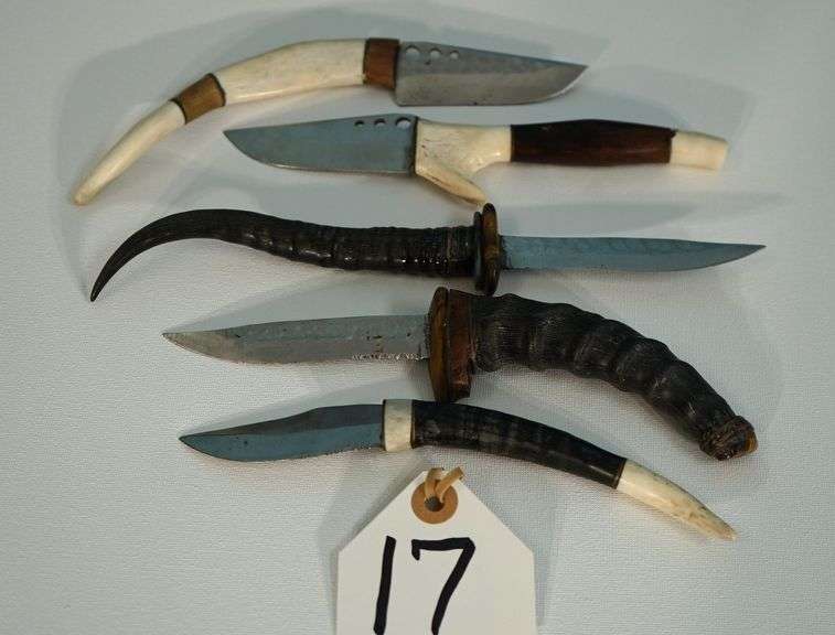 (5) Different Types of Hunting Knives Handmade from Horns & Antlers