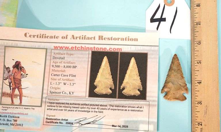 Carter Cave Flint Beveled Kentucky Dovetail Authentic Arrowhead