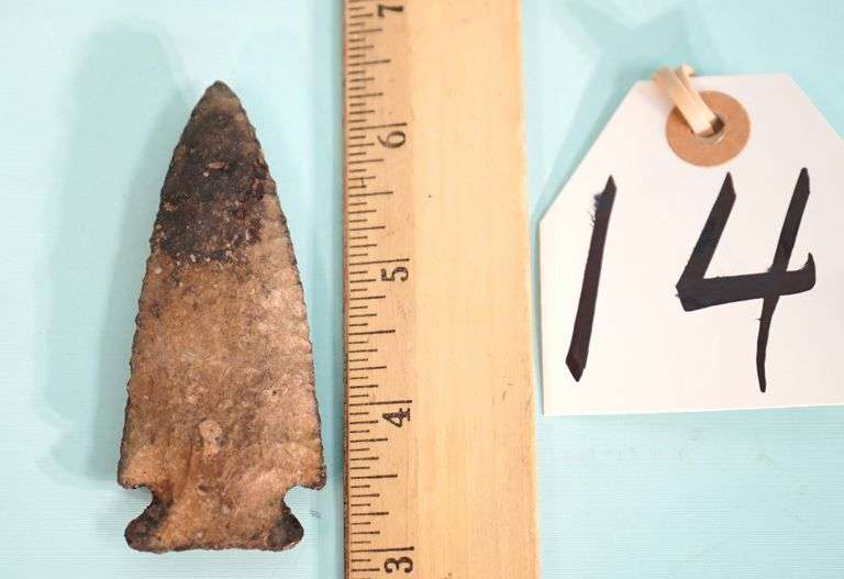3 1/2" Authentic Kirk Corner Notched Archaic Spear Point Artifact Arrowhead