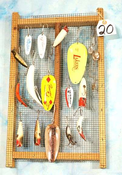 (16) Serious Fish Catching Lures on Display Board