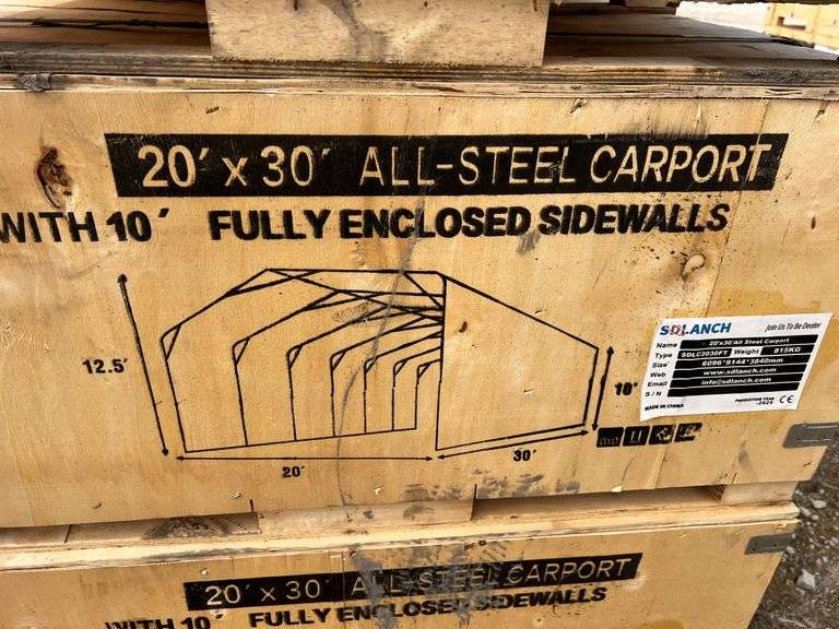 20'x30' All Steel Carport w/ enclosed sidewalls Franklin TX