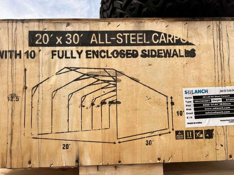20'x30' All Steel Carport w/ enclosed sidewalls Franklin TX