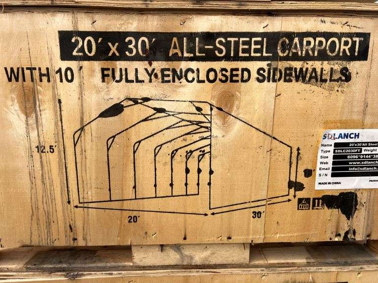 20'x30' All Steel Carport w/ enclosed sidewalls Franklin TX