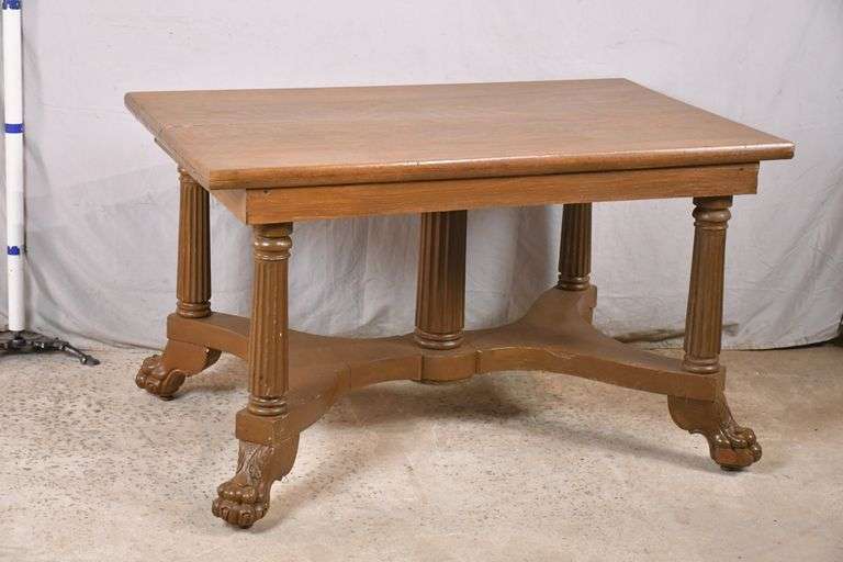 Library Table Foot Oak library table with carved paw feet; 495-233 - R.H. Lee & Co ...