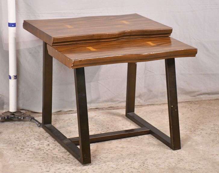 "Live edge" step end table with metal base; 74-8065 - R.H. Lee & Co ...
