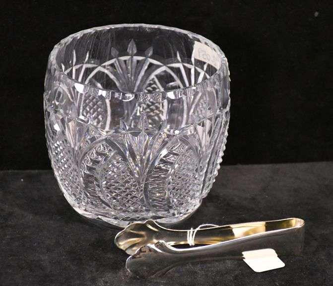 Waterford crystal bowl/ice bucket with tongs; 14572059 R.H. Lee & Co