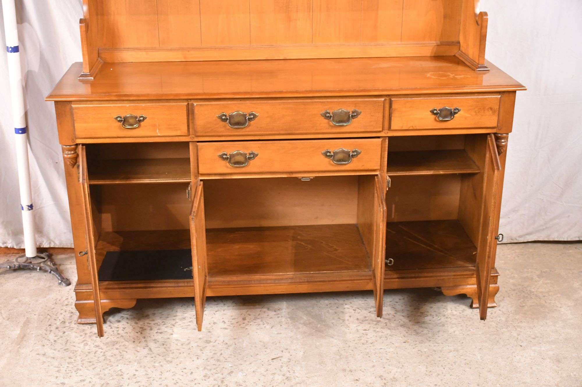 Tell City Chair Co. rock maple 2 part hutch with raised panel