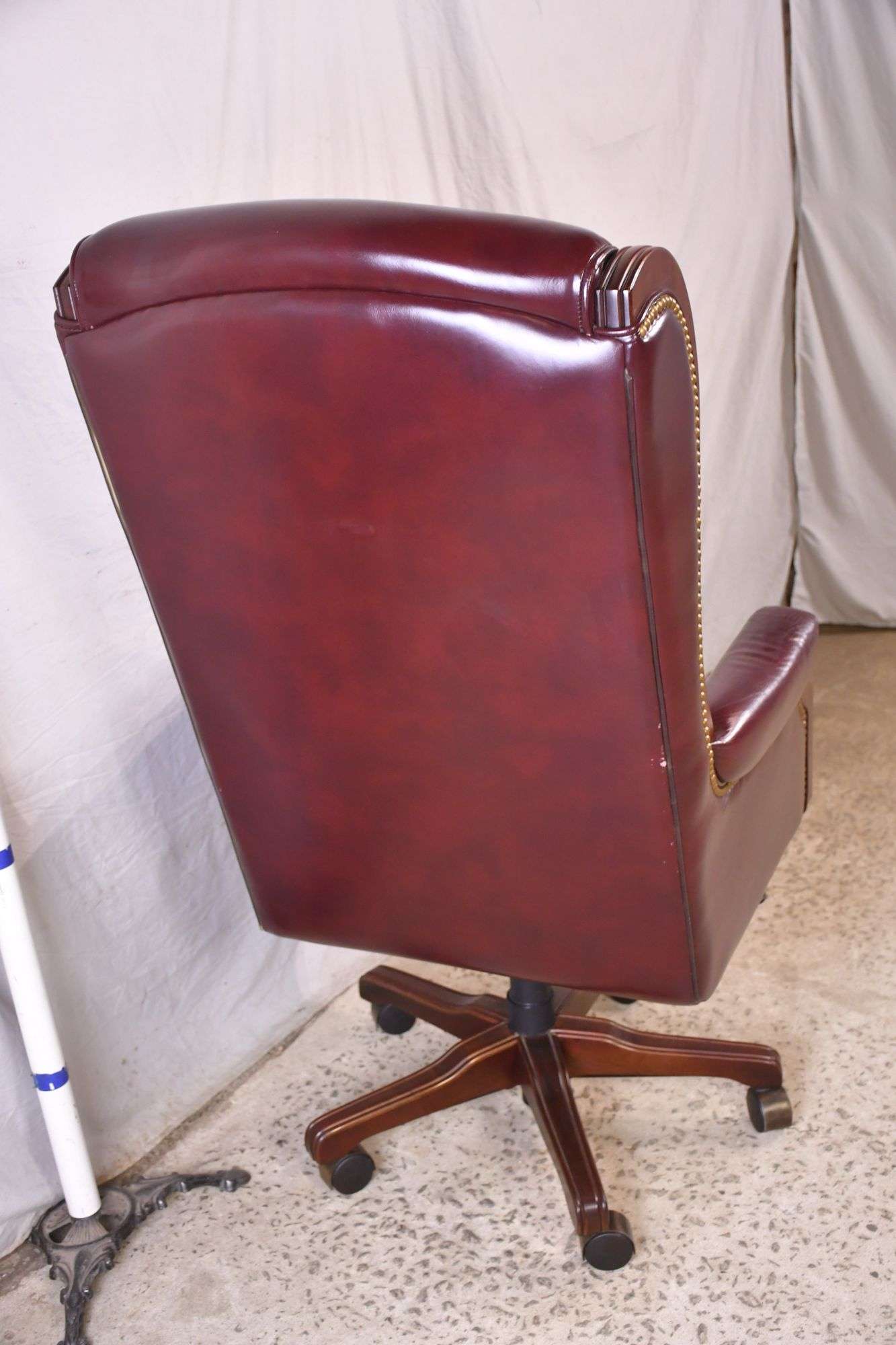 La-Z-Boy burgundy leather executive wingback desk chair; 68