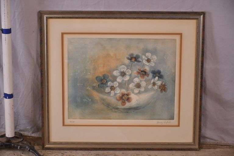 Signed limited edition framed floral print by Pervez Captain; 14475-116