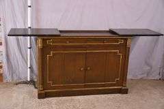 Sliding top 2 drawer over 2 bi-fold door server with fitted interior; 74-12038