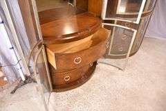 Pair of Century "Omni Bunching" bowfront curio cabinets; 68-5909