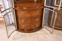 Pair of Century "Omni Bunching" bowfront curio cabinets; 68-5909