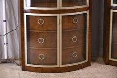 Pair of Century "Omni Bunching" bowfront curio cabinets; 68-5909