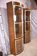 Pair of Century "Omni Bunching" bowfront curio cabinets; 68-5909