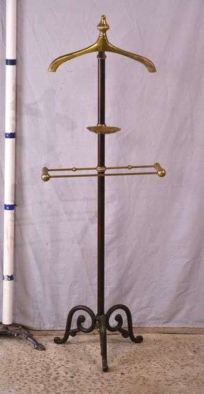 Ornate brass and iron valet stand; 336-3833