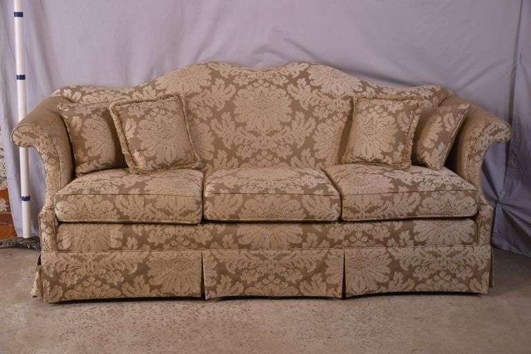 Key City upholstered camelback sofa; 15961-230