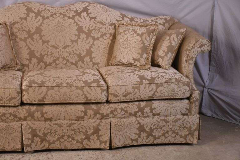 Key City upholstered camelback sofa; 15961-230