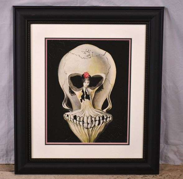 Large framed giclee print "Ballerina in a Death's Head" by Salvador Dali; 975-1546