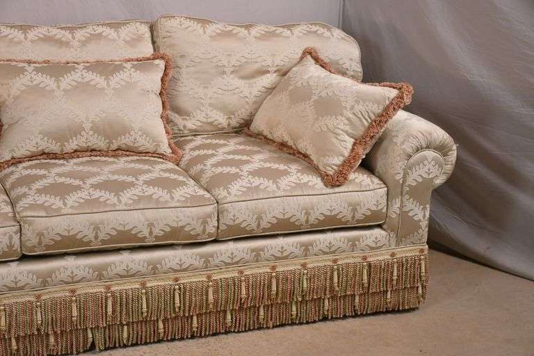 Upholstered sofa with 3 matching throw pillows; 336-3859