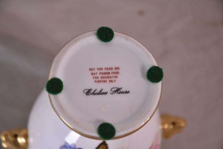 Set of 4 Chelsea House small porcelain urns with floral designs; 15961-239