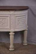 Carved white drop-front server with curved sides; 15961-216