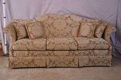 Key City upholstered camelback sofa; 15961-230