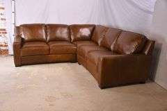 Brown top grain Italian leather 3 piece corner sectional sofa; 52-608