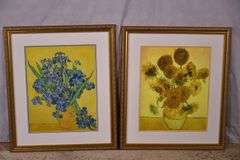 2 framed floral still life prints by Vincent Van Gogh; 975-1572