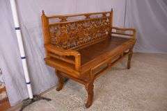 Carved Oriental style bench; 336-3866