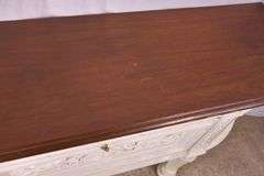 Carved white drop-front server with curved sides; 15961-216