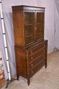 John Stuart mahogany cabinet with 2 wire doors over 4 drawers; 15961-224