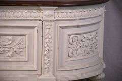 Carved white drop-front server with curved sides; 15961-216