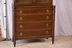 John Stuart mahogany cabinet with 2 wire doors over 4 drawers; 15961-224