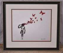 Framed print "Butterfly Girl Suicide" by Banksy; 975-1536